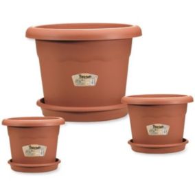 PLASTIKEN Pot à fleurs - Diamètre 35 cm rond - Terracotta