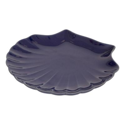 Plat coquillage Oceania 25,2x23,2cm blanc- Bleu- Atmosphera