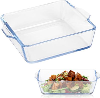 Plat de cuisson carré Transparent au Four et au Micro Ondes (24 x 20cm)