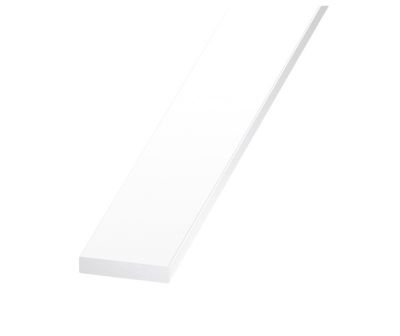 Plat PVC blanc 25 x 5 mm, 2 m Polychlorure de vinyle (PVC)