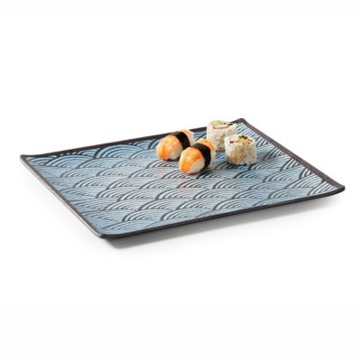 Plat Rectangulaire en Mélamine Motifs Bleus Océans - 325 x 265 mm - Pujadas