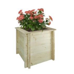 Plate-bande surélevée en bois - 58x58xH57 cm - Jardinières en bois pour fleurs, herbes aromatiques, légumes - Timbela M618