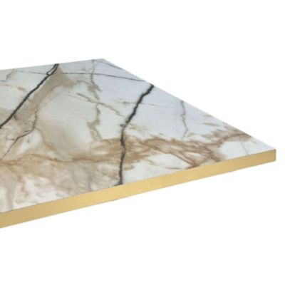 Plateau 60x60 decor marbre calcuta chants laiton - Restootab
