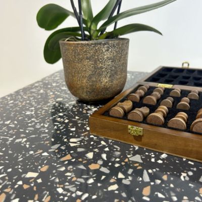 Plateau 60x60 decor terrazzo black chip - Restootab