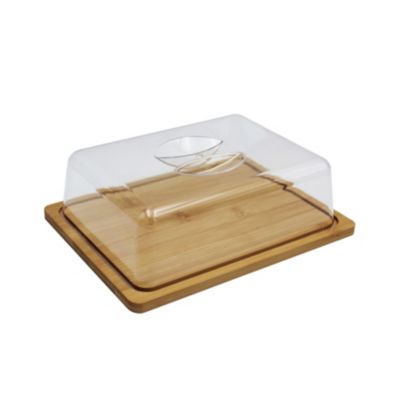 APS 822 Plateau Rond Bambou Avec Capot - Cloche à Fromage 20,5 Cm