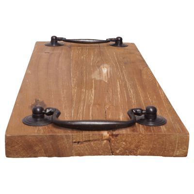 Plateau Service Fait Main – Bois Et Métal – Thème Bar Rum Kraken – 50x36.5cm