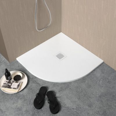 Plateau De Douche D'angle 90X90 En Résine Fine H2,5Cm Blanc Muse