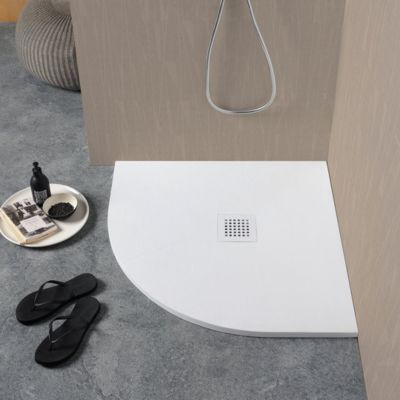 Plateau De Douche D'angle 90X90 En Résine Fine H2,5Cm Blanc Muse