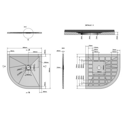 Plateau De Douche D'angle 90X90 En Résine Fine H2,5Cm Blanc Muse