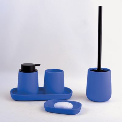 Accessoire Salle Bain élégant Set Salle De Bain 3 Pièces Maonie - Céramique Jaune Safran - Distributeur Savon + Porte-bijoux + Gobelet Distributeur De Savon Céramique Jaune