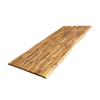 Plateau de Table Acacia bord naturel pré-huilé Teck, L.180 cm x l.80 cm, Ep.26 mm