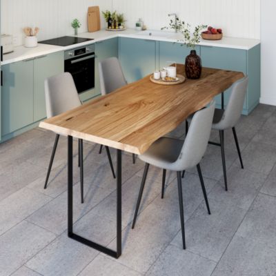 Plateau de table chene rustique huile prolam bords flacheux 80 x 200 cm, ép.40