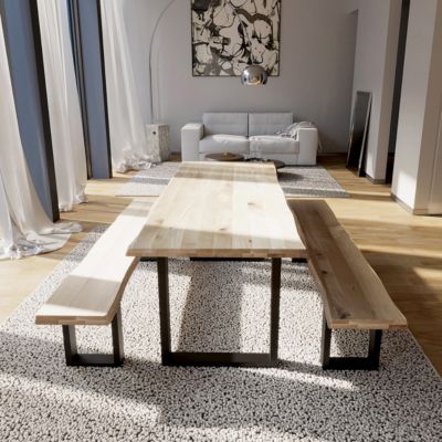 Plateau de table pleines lames Chêne Rustique bord naturel flacheux L.200 X l.80 cm, Ep.40 mm