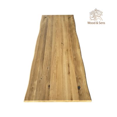Plateau de table pleines lames Chêne Rustique bord naturel flacheux L.200 X l.80 cm, Ep.40 mm