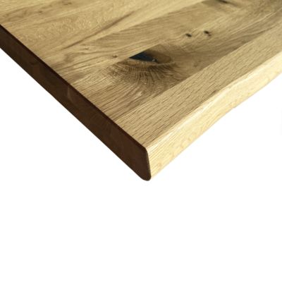 Plateau de table pleines lames Chêne Rustique bord naturel flacheux L.200 X l.80 cm, Ep.40 mm