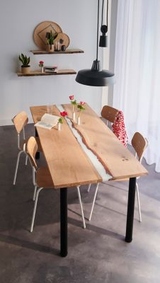 Plateau de table rivière chêne massif 80 x 180 cm, ép.25 mm