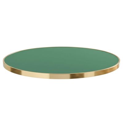 Plateau de table rond blanc avec cerclage doré 60 cm vert mat/doré  Oviala