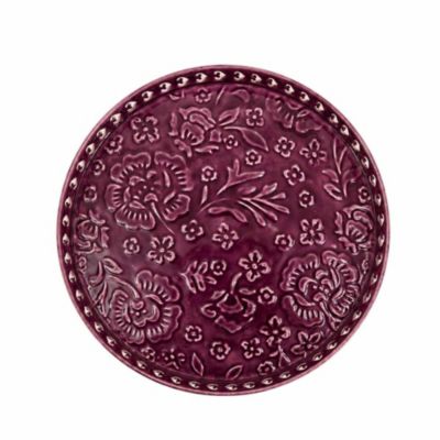 Plateau en métal avec motifs en relief violet 37cm
