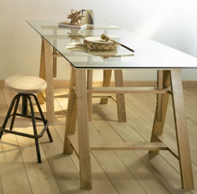 Plateau en verre gris fumé trempé transparent L. 200 cm x l. 100 cm