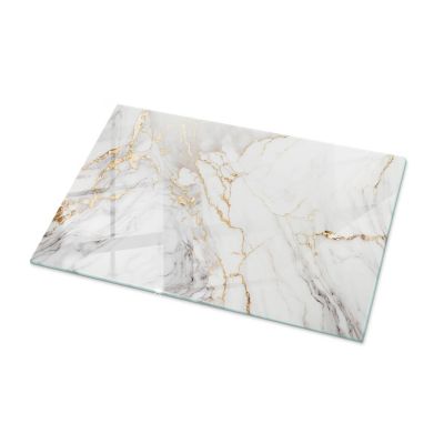 Plateau en verre trempé Tulup 100x70 cm Marbre élégant avec veines
