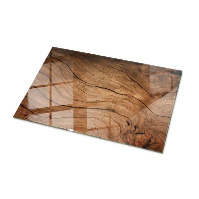 Plateau en verre trempé Tulup 100x70 cm Motif bois