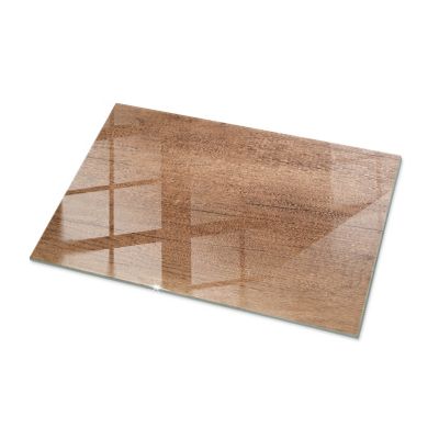 Plateau en verre trempé Tulup 100x70 cm Motif naturel du bois