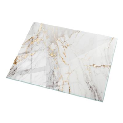 Plateau en verre trempé Tulup 120x80 cm Marbre élégant avec veines