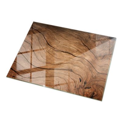 Plateau en verre trempé Tulup 120x80 cm Motif bois