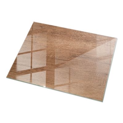 Plateau en verre trempé Tulup 120x80 cm Motif naturel du bois