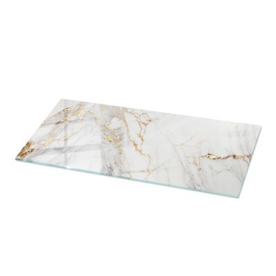 Plateau en verre trempé Tulup 125x50 cm Marbre élégant avec veines