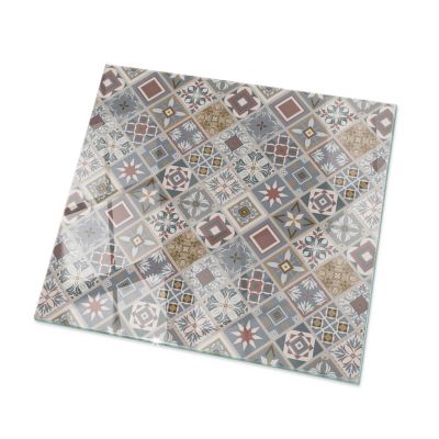 Plateau en verre trempé Tulup 50x50 cm Motif mosaïque avec ornements
