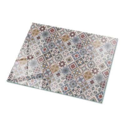 Plateau en verre trempé Tulup 80x60 cm Motif mosaïque avec ornements