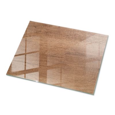 Plateau en verre trempé Tulup 80x60 cm Motif naturel du bois