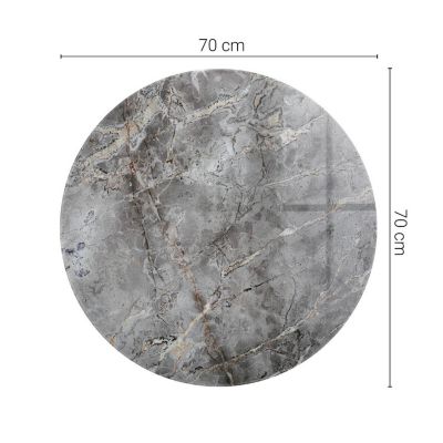 Plateau en verre trempé Tulup fi70 cm Motif naturel de marbre