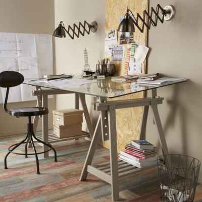 Plateau en verre trempé transparent L. 160 cm x l. 80 cm