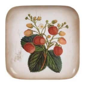 Plateau fraisier rouge métal 16x16x16cm