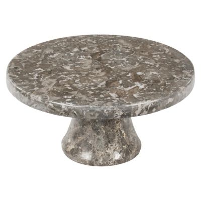 Plateau - Présentoir rond sur pied D. 25 cm en marbre gris - MARGARET