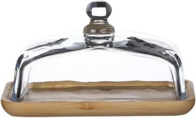 Plateau rectangulaire en bois avec couvercle en verre