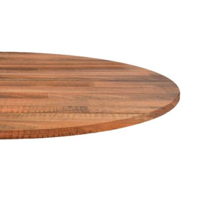 Plateau rond 120cm decor bois noyer - Restootab