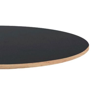 Plateau rond 120cm noir chants bois - Restootab