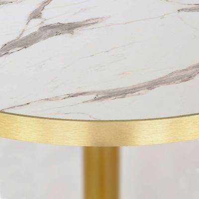 Plateau Rond Doré 45cm - Décoration Métal Finition Laiton Mat, Pour Salle De Bain, Table, Support De Plantes - 5