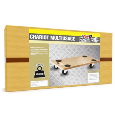 Plateau roulant manutention 58x29 cm charge 150 kg avec roulettes pivotantes