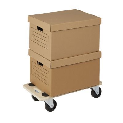Plateau roulant rectangulaire Diall TR02 coloris jaune en peuplier capacité de charge maxi 300 kg L.57,5 x l.29 x H.14,7 cm