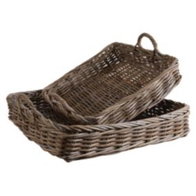 Plateaux en poelet gris (Lot de 2)