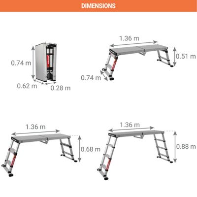 Plateforme double accès de 4 marches - Hauteur travail max. 2.88m. - TEL-61209