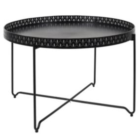 PLATO - Table d'Appoint Noire Plateau Rond 78cm