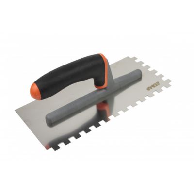 Platoir cranté 280 mm EDMA 10x10 mm, lame inox, manche bi-matière