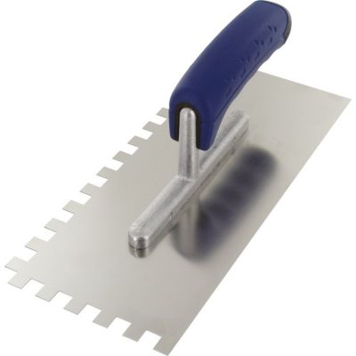 Platoir - Outibat - Lame inox dentée sur deux cotés - Denture de 10 x 10 mm - Dimensions 280 x 120 mm