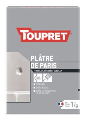 Plâtre de Paris en poudre extra fine blanc boite de 1Kg Toupret