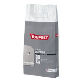 Plâtre de Paris en poudre extra fine blanc en prise rapide sac de 4Kg Toupret